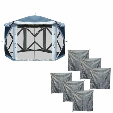 RETOZAR 11 x 11 ft. Screened Pop Up Shade Tent with Solid Sides, White RE2771588